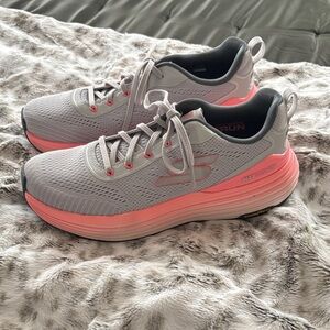 Skechers Women's Gray and Coral Max Cushion Running Sneakers